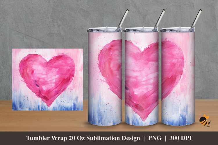 Sweet Pink Love Tumbler Wrap Sublimation Design 2 example image 1