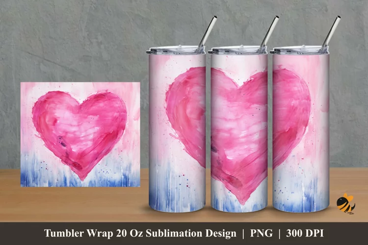 Sweet Pink Love Tumbler Wrap Sublimation Design 2