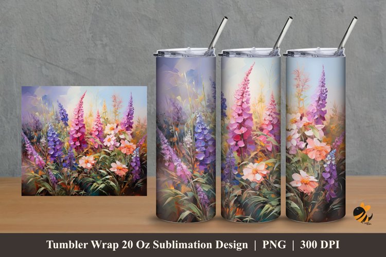 Flowers Garden Tumbler Wrap Sublimation Design 2