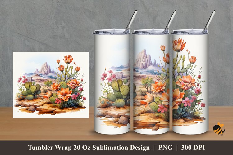 Hill Desert Tumbler Wrap Sublimation Design 2 example image 1