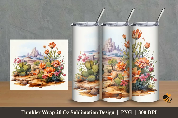 Hill Desert Tumbler Wrap Sublimation Design 2