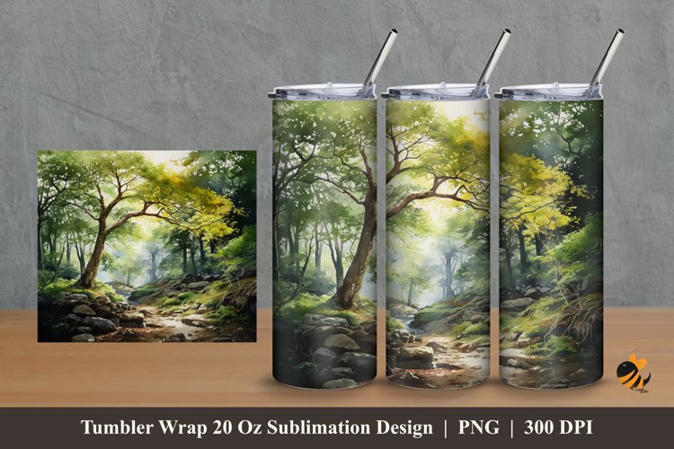 Greenish Tumbler Wrap Sublimation Design 2 example image 1