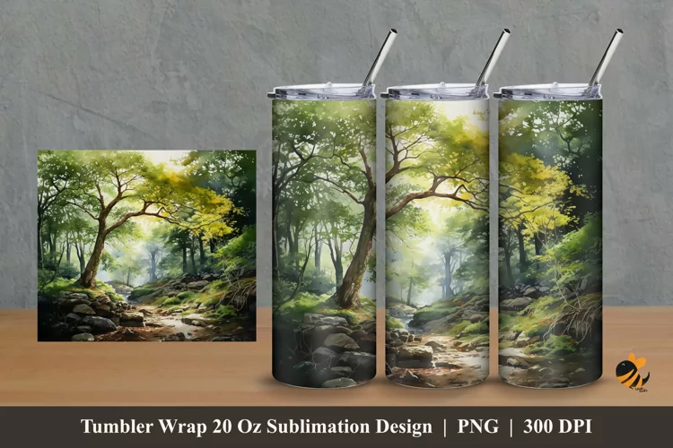 Greenish Tumbler Wrap Sublimation Design 2
