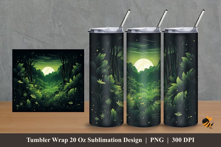Meadow Night Tumbler Wrap Sublimation Design 2