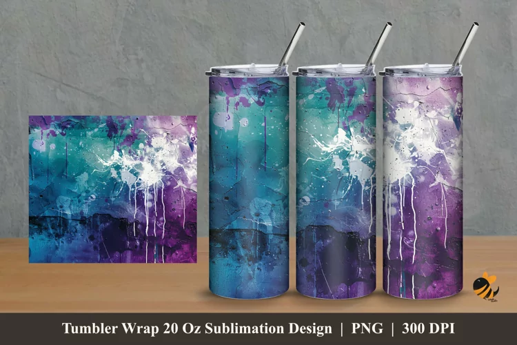 Abstract Splash Tumbler Wrap Sublimation Design 2