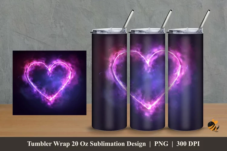 Love Neon Tumbler Wrap Sublimation Design 2