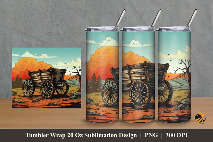 Retro Wagon Tumbler Wrap Sublimation Design 2