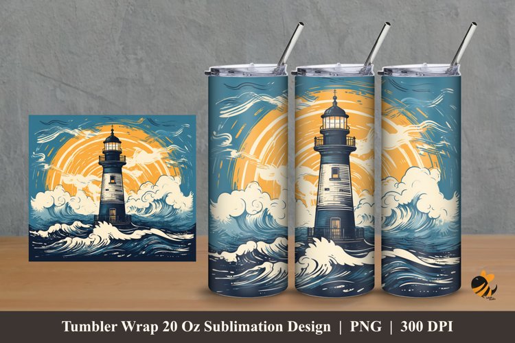 Old Sea Tower Tumbler Wrap Sublimation Design 2