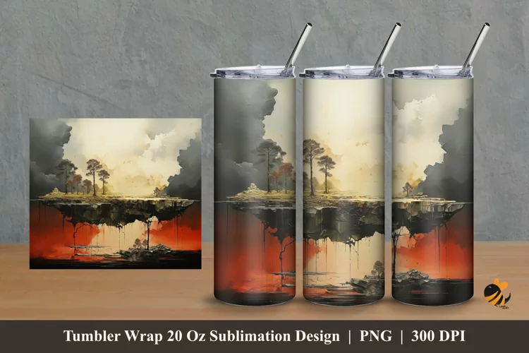 Landscape Painting Tumbler Wrap Sublimation Design 2