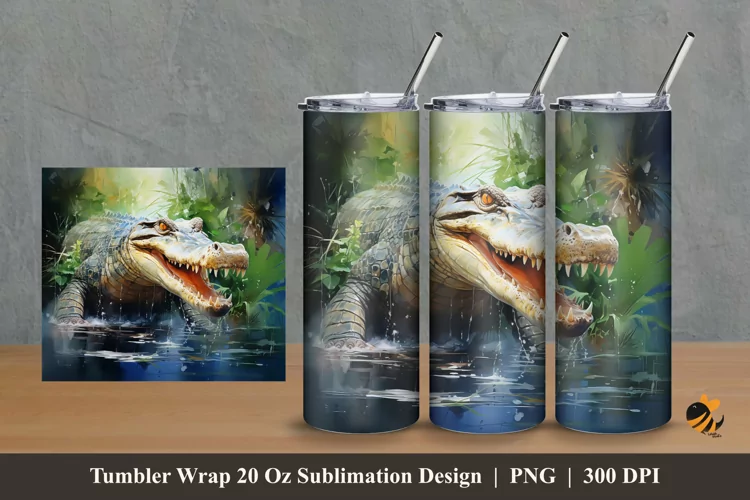 Crocodile Tumbler Wrap Sublimation Design 2