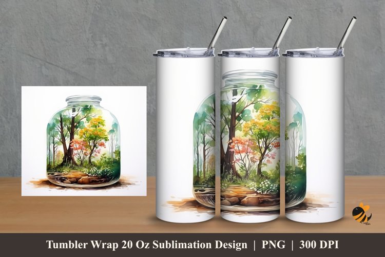 Mini Aquascape Tumbler Wrap Sublimation Design 2 example image 1