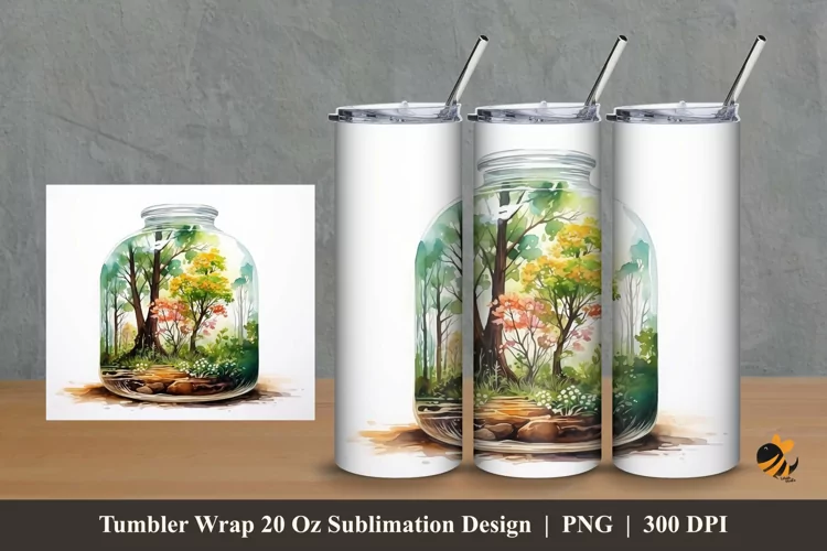 Mini Aquascape Tumbler Wrap Sublimation Design 2