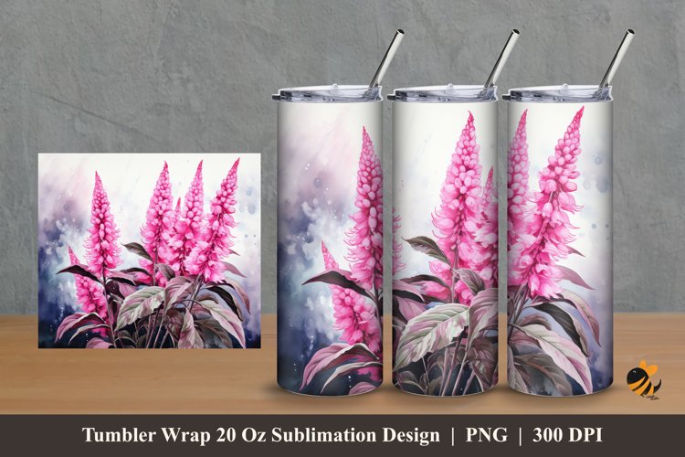 Astilbe Flower Tumbler Wrap Sublimation Design 2 example image 1