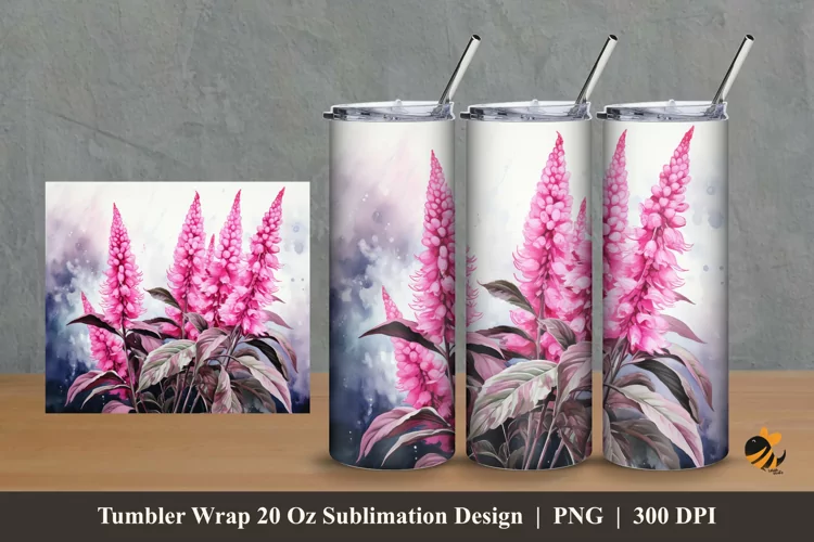 Astilbe Flower Tumbler Wrap Sublimation Design 2
