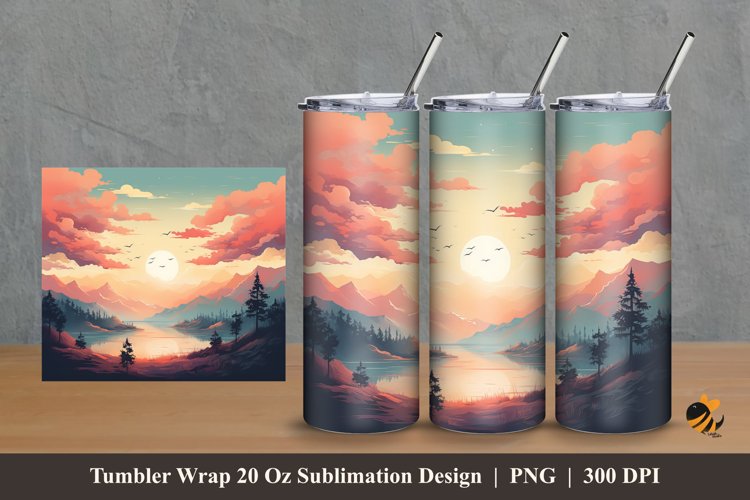 Peaceful Vintage Tumbler Wrap Sublimation Design 2 example image 1