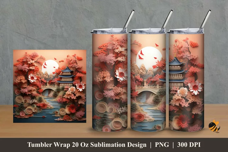 Beauty Minka House Tumbler Wrap Sublimation Design 2