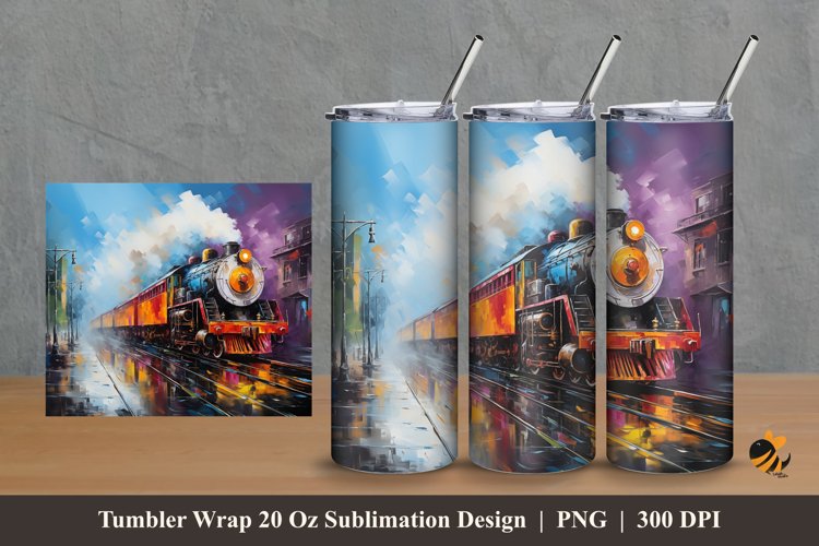 Colorful Train Tumbler Wrap Sublimation Design 2