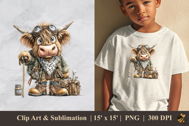 Highland Cattle Fantasy DTF Sublimation Clipart Design 2