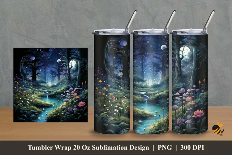Fantasy Garden Tumbler Wrap Sublimation Design 2