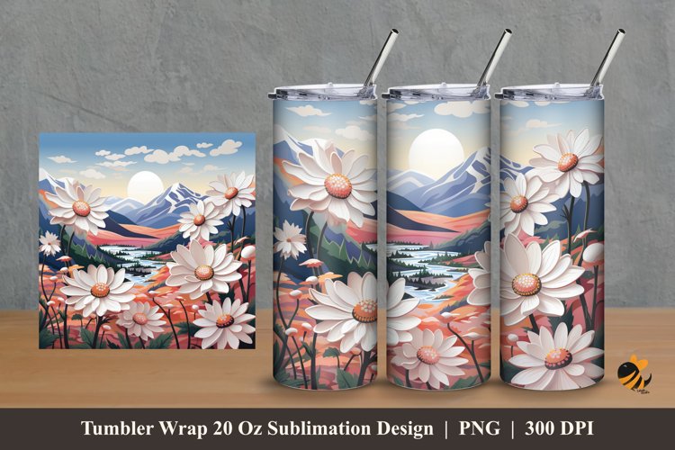 3d Nature Spring Tumbler Wrap Sublimation Design 2 example image 1