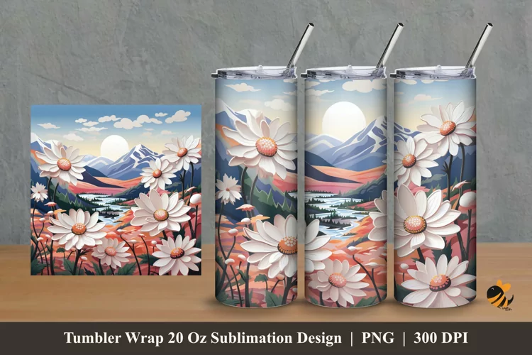 3d Nature Spring Tumbler Wrap Sublimation Design 2