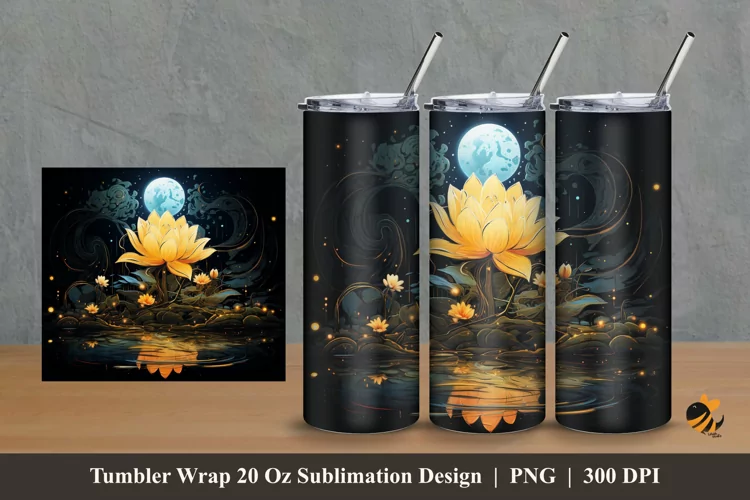 Fantasy Lotus Tumbler Wrap Sublimation Design 2