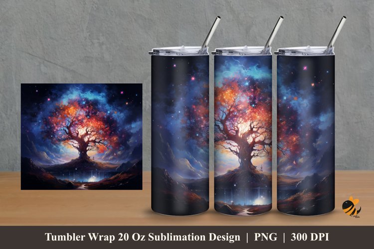 Dream Tree Tumbler Wrap Sublimation Design 2 example image 1