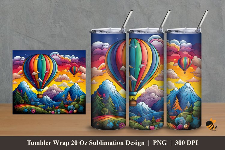 Colorful Ballon Tumbler Wrap Sublimation Design 2 example image 1