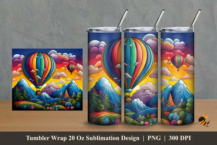 Colorful Ballon Tumbler Wrap Sublimation Design 2