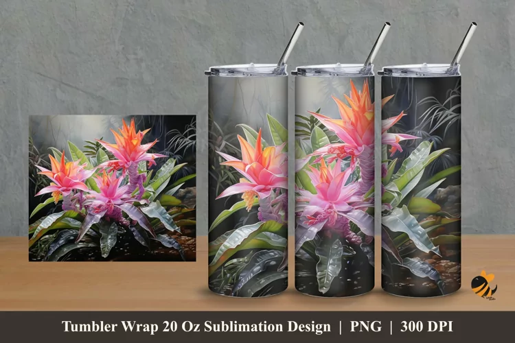 Aquatic Plants Tumbler Wrap Sublimation Design 2