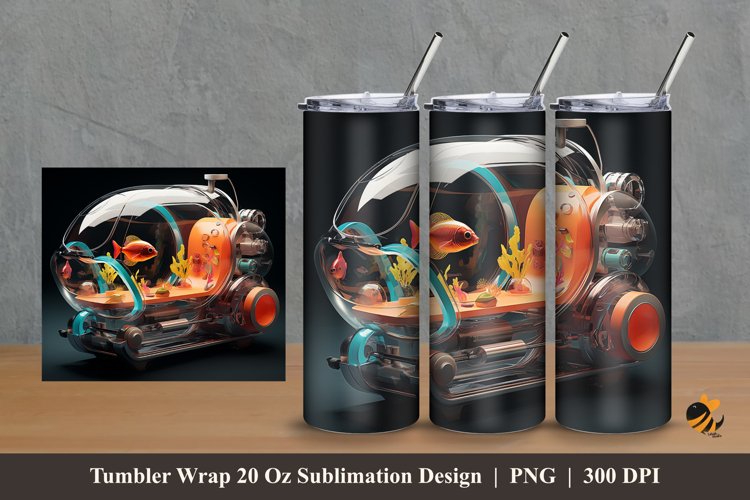 Fantasy Aquarium Tumbler Wrap Sublimation Design 2 example image 1