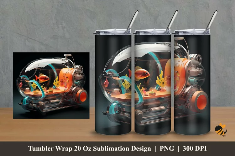 Fantasy Aquarium Tumbler Wrap Sublimation Design 2