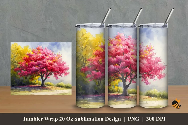 Beautiful Bushes Tumbler Wrap Sublimation Design 2