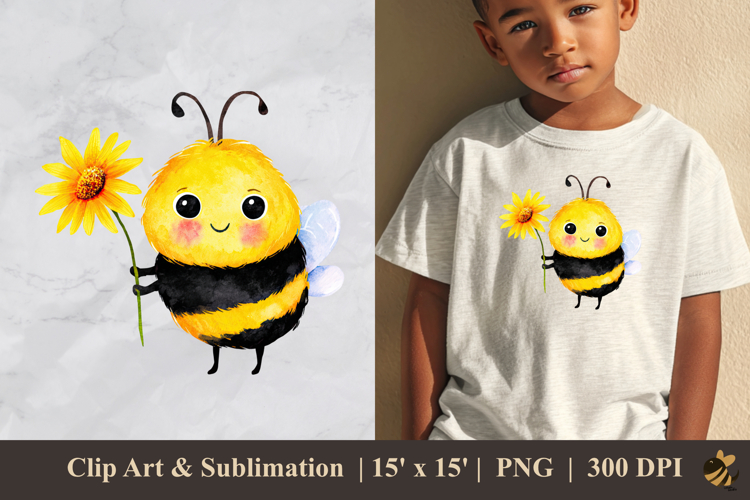 Flower With Bee Clipart Image 23