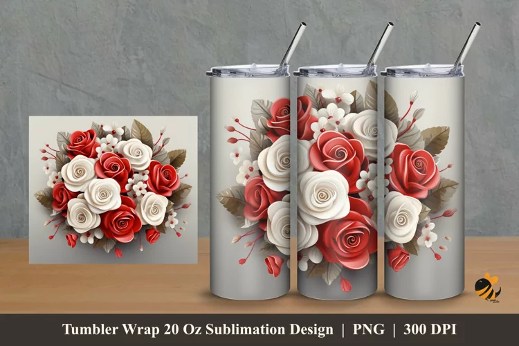 Bounty Flower Tumbler Wrap Sublimation Design 2