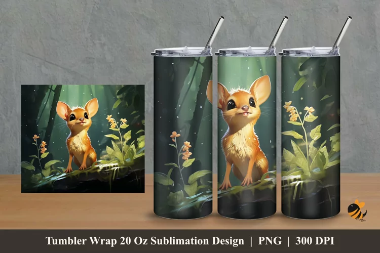 Mouse Deer Tumbler Wrap Sublimation Design 2
