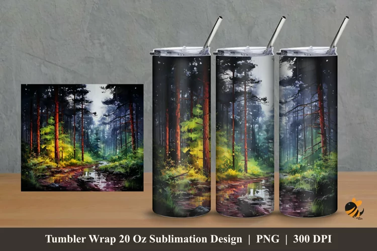 Rain In The Forest Tumbler Wrap Sublimation Design 2