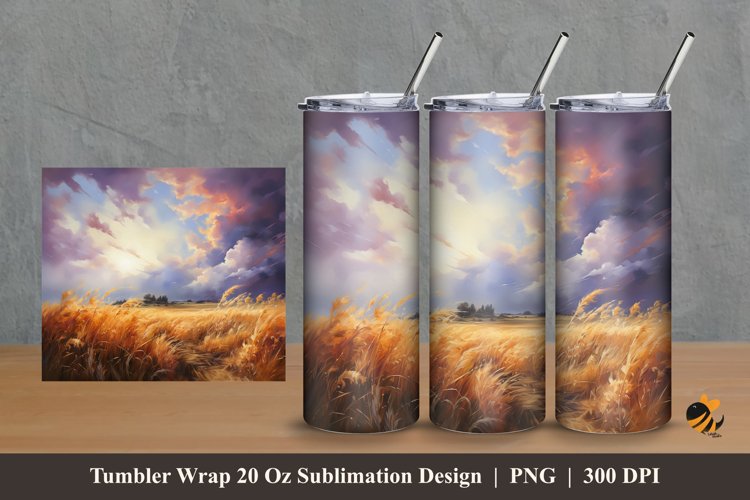 Red Bushes Tumbler Wrap Sublimation Design 2 example image 1