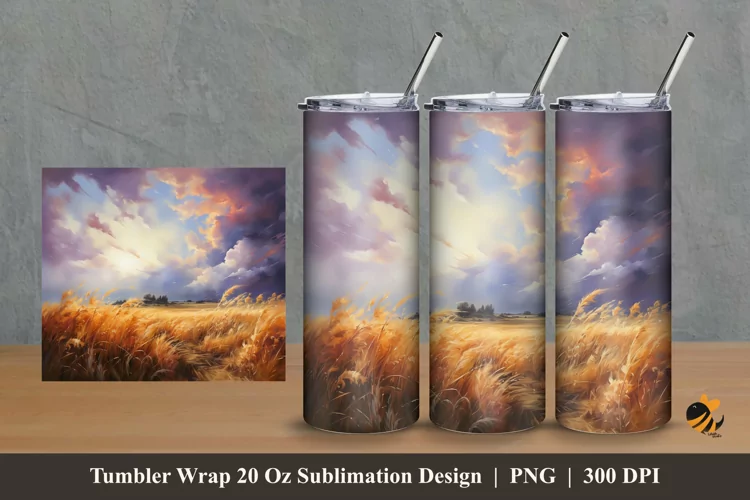Red Bushes Tumbler Wrap Sublimation Design 2