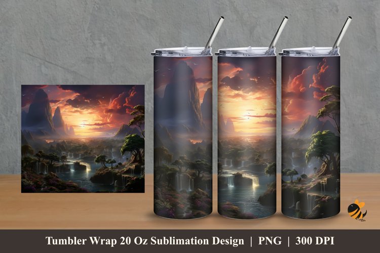 Universe Landscape Tumbler Wrap Sublimation Design 2 example image 1