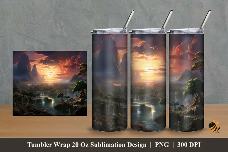 Universe Landscape Tumbler Wrap Sublimation Design 2