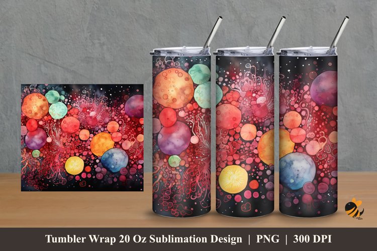 Multicolor Microorganisms Tumbler Wrap Sublimation Design 2 example image 1