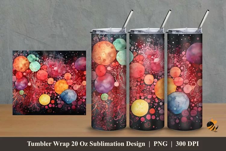 Multicolor Microorganisms Tumbler Wrap Sublimation Design 2