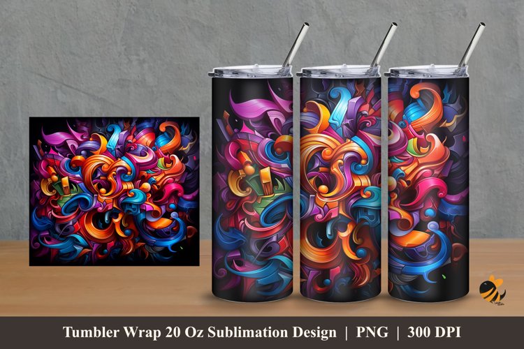 Magic Graffiti Tumbler Wrap Sublimation Design 2