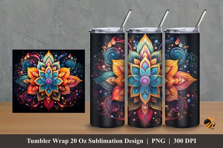 Luxury Flower Tumbler Wrap Sublimation Design 2 example image 1