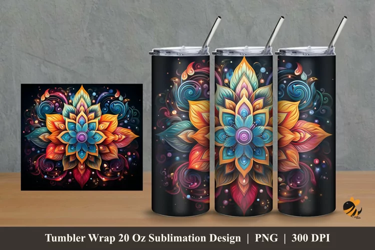 Luxury Flower Tumbler Wrap Sublimation Design 2