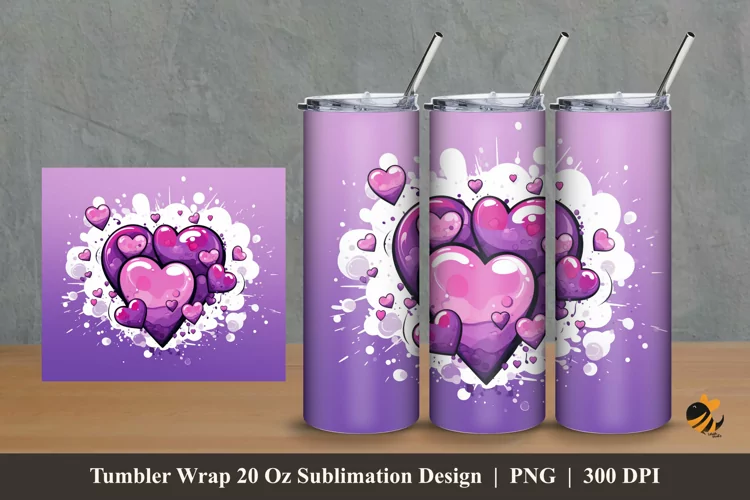 Purple Love Tumbler Wrap Sublimation Design 2