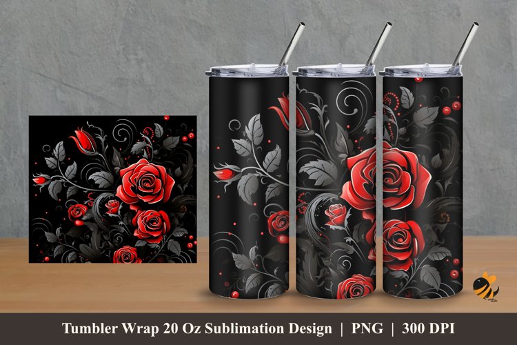 Rose Flowers Tumbler Wrap Sublimation Design 2