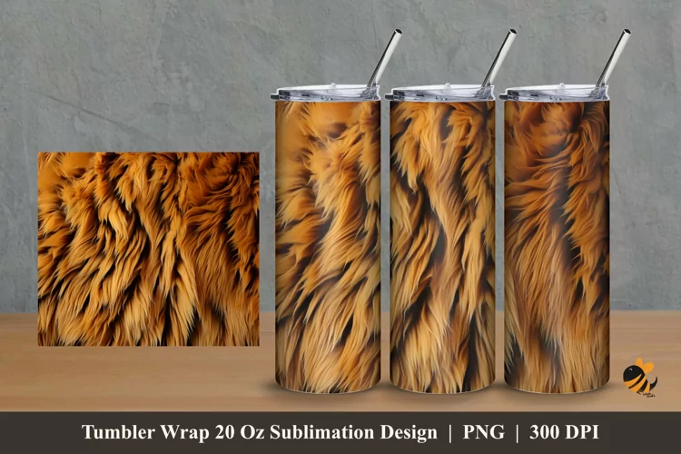 Bear Fur Tumbler Wrap Sublimation Design 2
