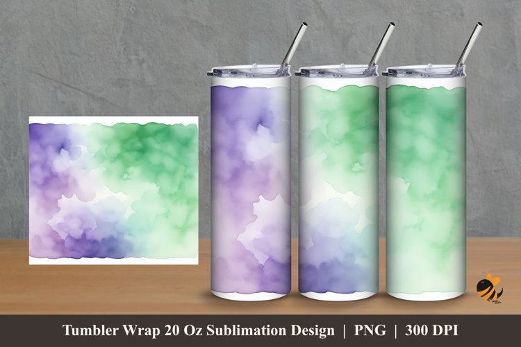 Watercolor Calm Tumbler Wrap Sublimation Design 2 example image 1